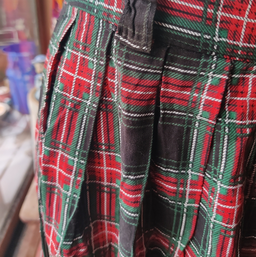 Briggs New York Plaid Skirt M Vintage Rayon Pockets Pleated Preppy Academia - Picture 6 of 12